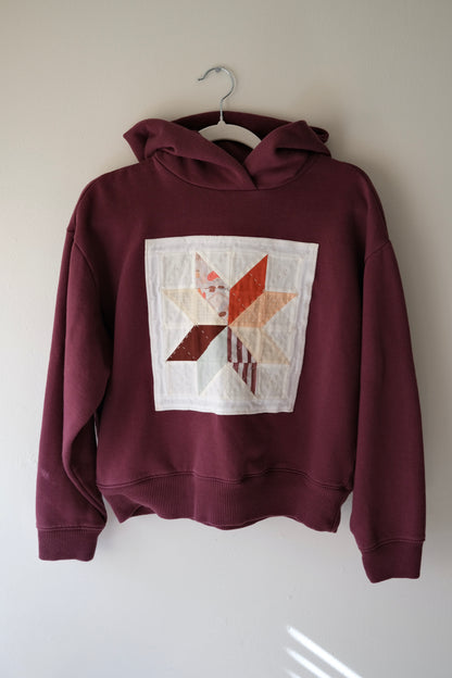 Quilted Star Hoodie Sweatshirt in Deep Purple - Small