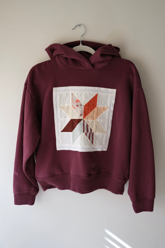 Quilted Star Hoodie Sweatshirt in Deep Purple - Small