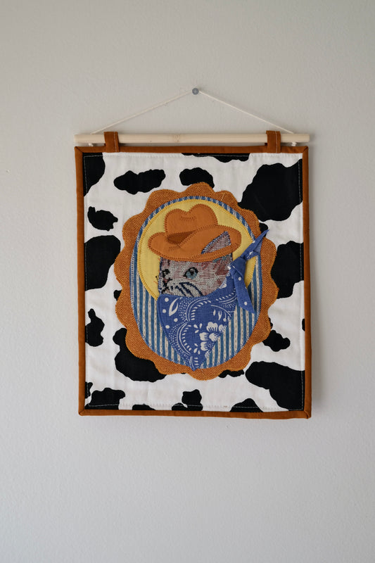 Cowboy Cat Quilted Wall Hanging