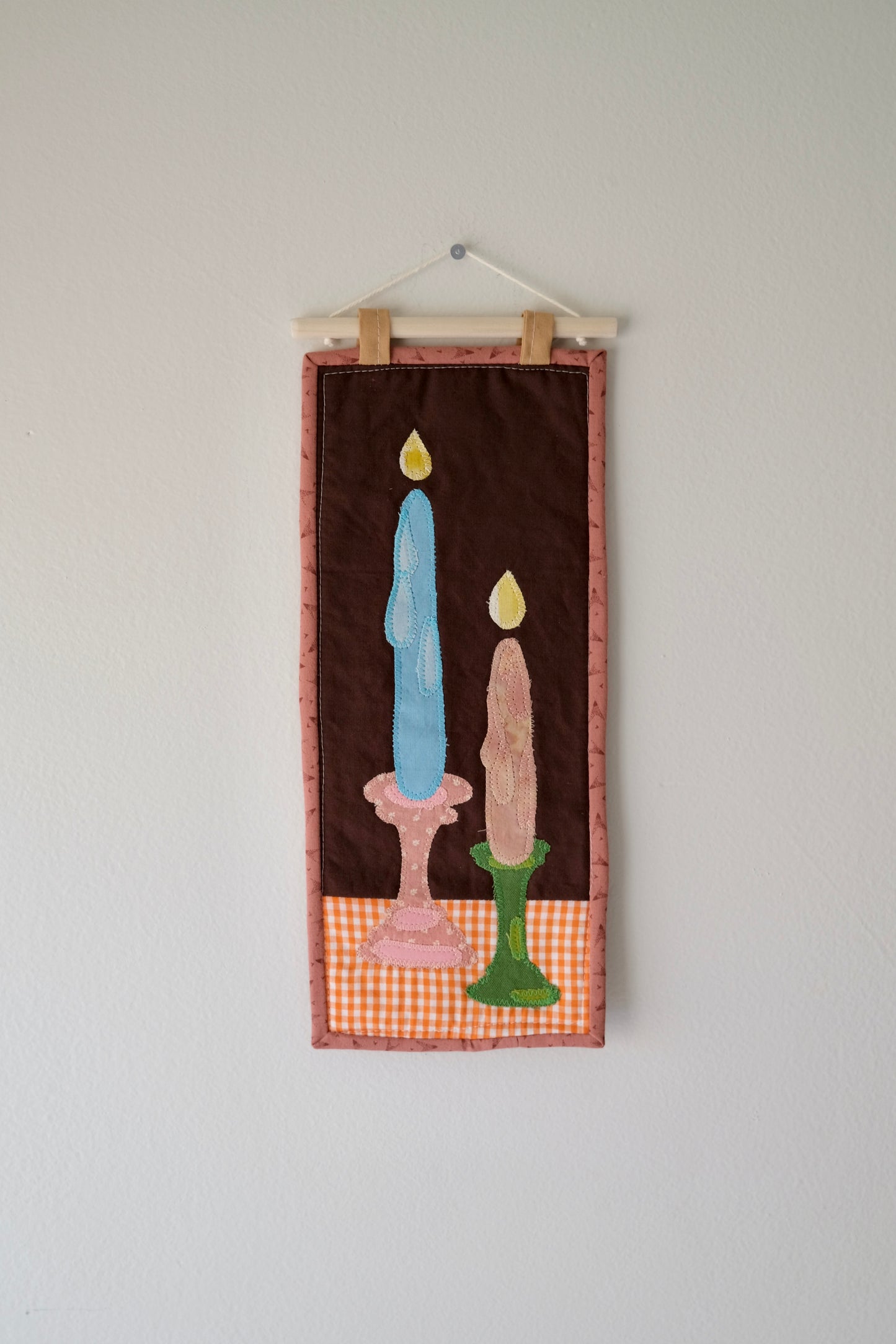 Candle Pair Quilted Wall Hanging - Colorway 1
