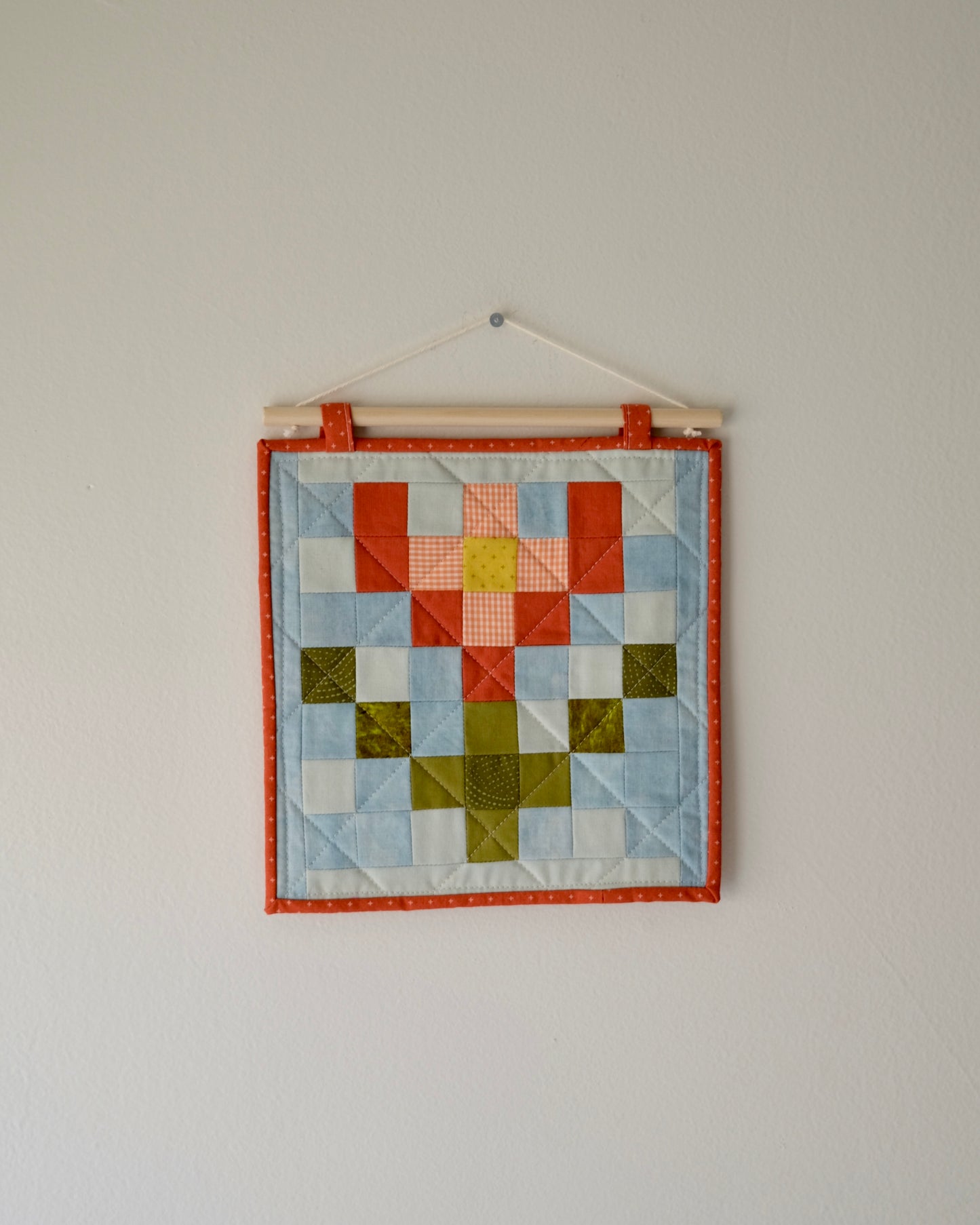 Folk Art Flower Quilted Wall Hanging - Colorway 1
