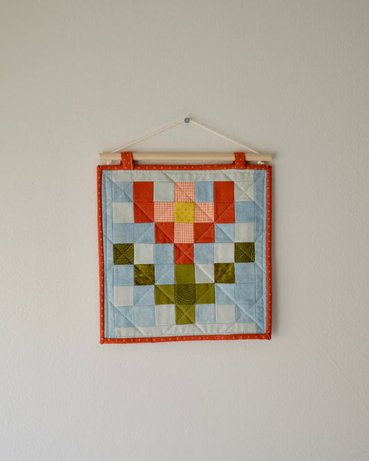 Folk Art Flower Quilted Wall Hanging - Colorway 1