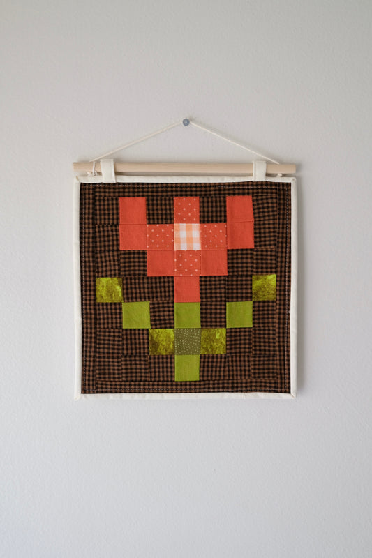Folk Art Flower Quilted Wall Hanging - Colorway 2