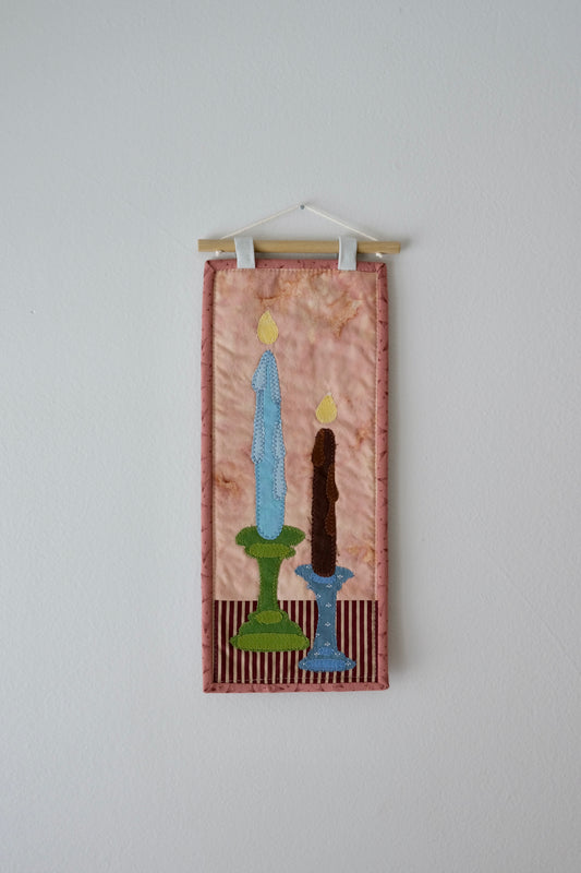 Candle Pair Quilted Wall Hanging - Colorway 2