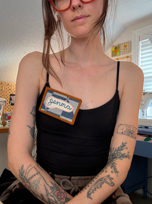 CUSTOM quilted/chainstitched nametag