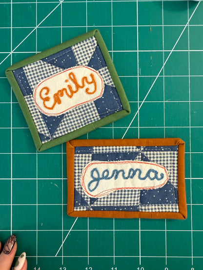 CUSTOM quilted/chainstitched nametag